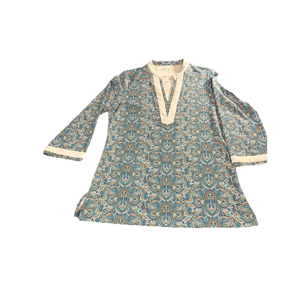 Peter Millar Womens UPF 50+ Tunic Top Paisley Performance Golf Shirt Small‎
